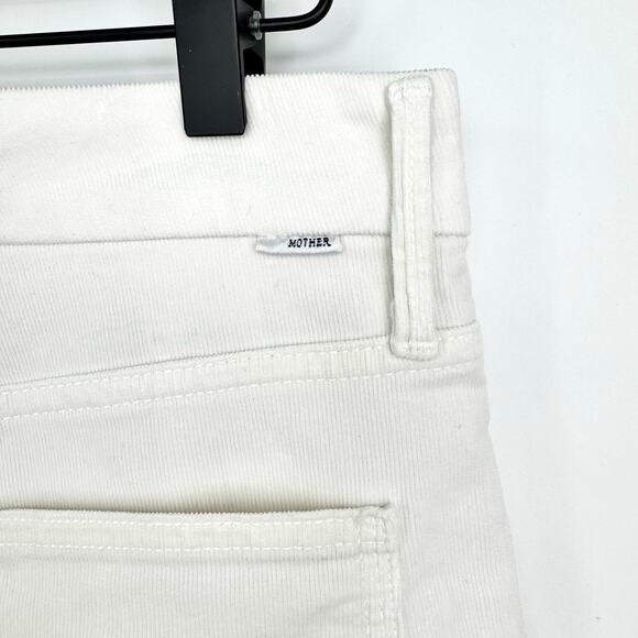 MOTHER The Patch Pocket Roller Skimp Corduroy Flare Jeans Sz 29 Chalk Ivory $248 - Picture 12 of 16